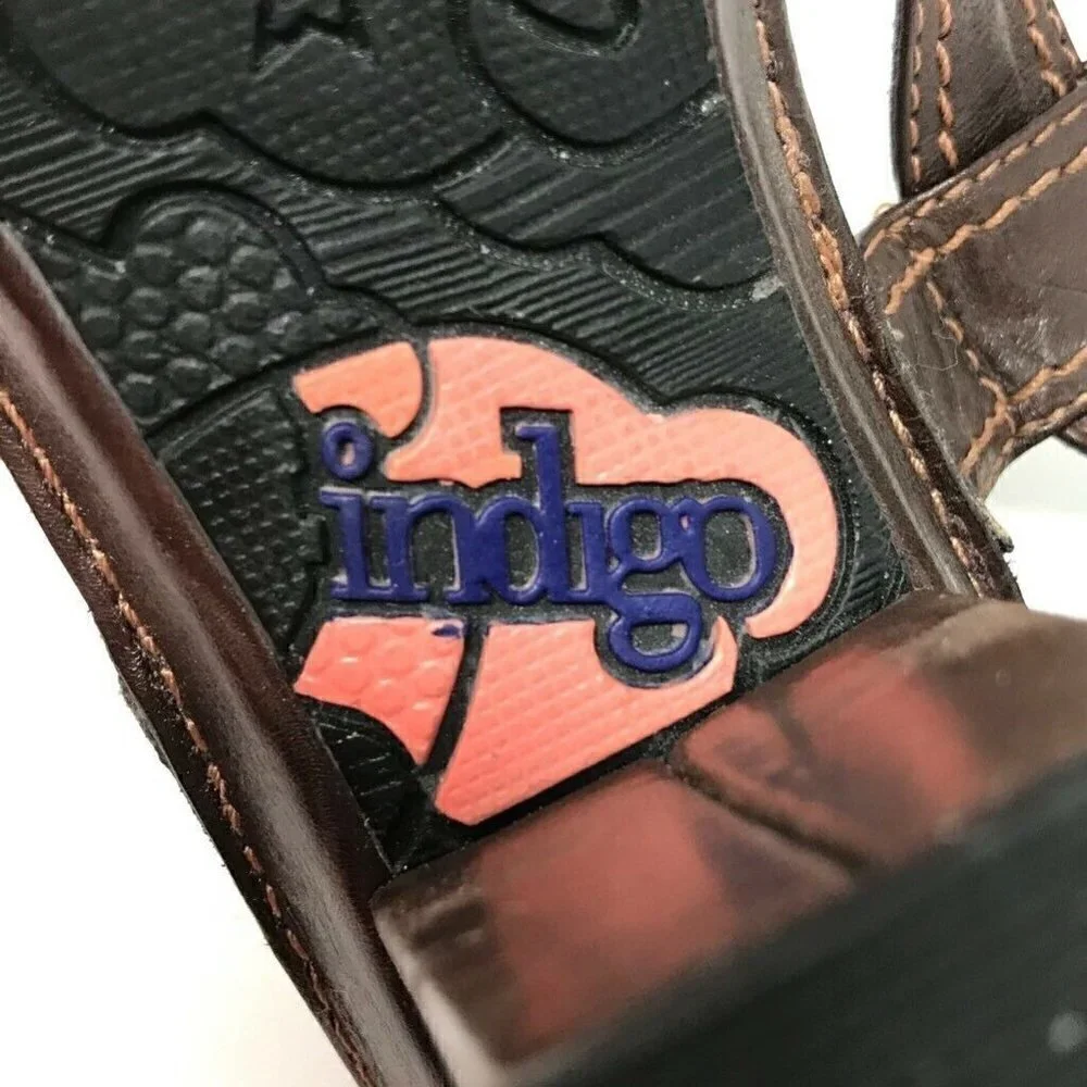 Indigo By Clarks Sandal Block Heels Shoes Brown 8